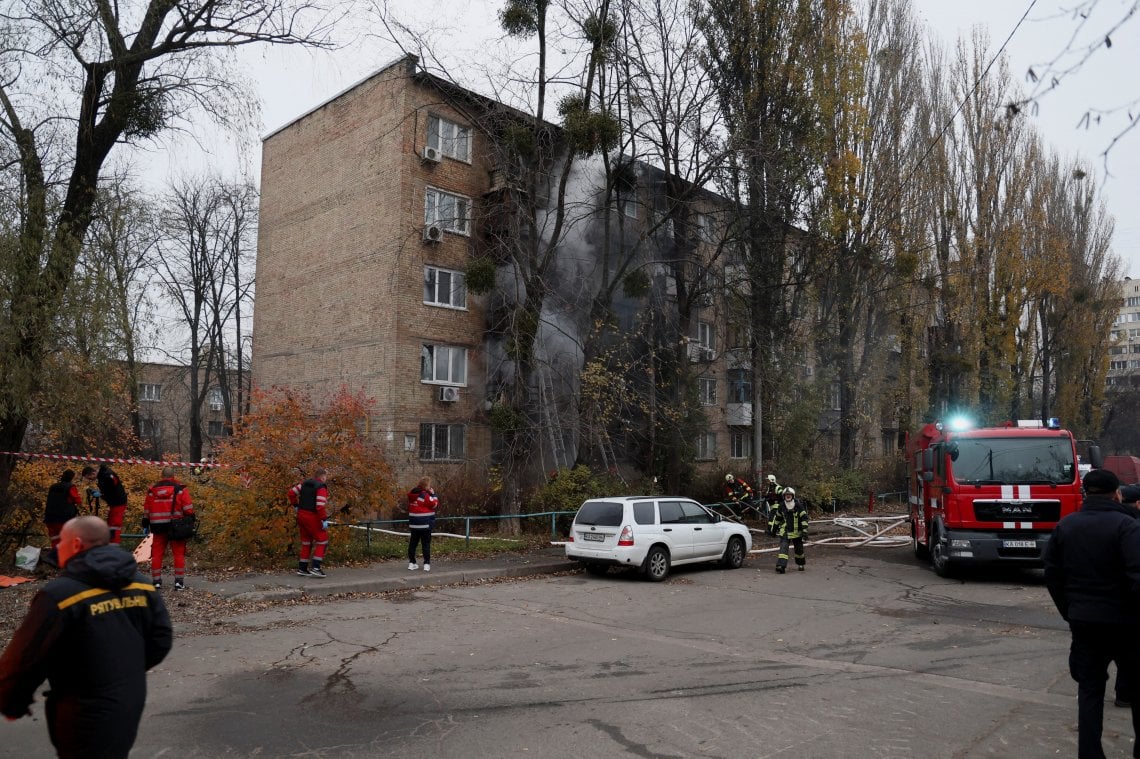 L'edificio colpito a Kiev