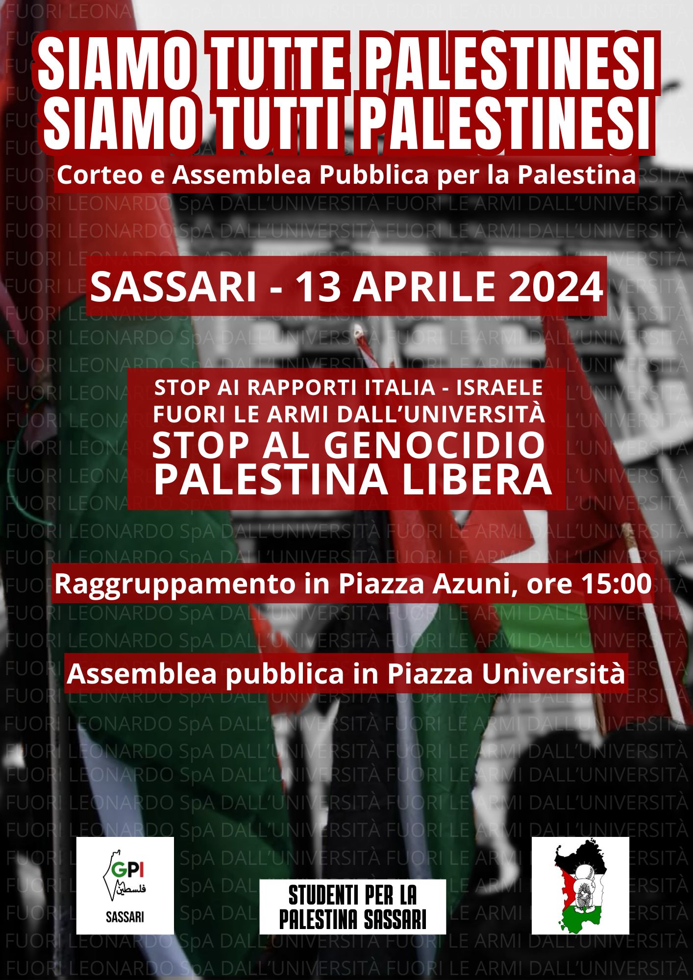 Sassari 13 aprile 2024: “Siamo tutti palestinesi”